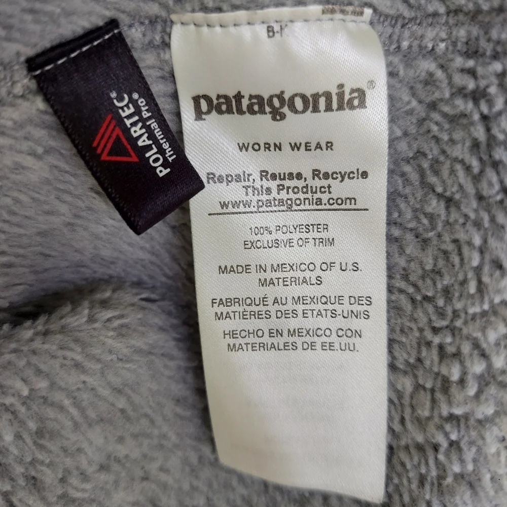 Patagonia Re-Tool Quarter Snap Teal and Gray Fuzzy  Fleece Jacket/Pullover